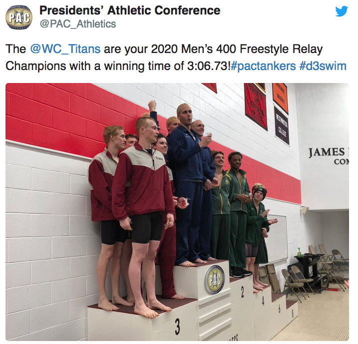 The @WC_Titans are your 2020 Men’s 400 Freestyle Relay